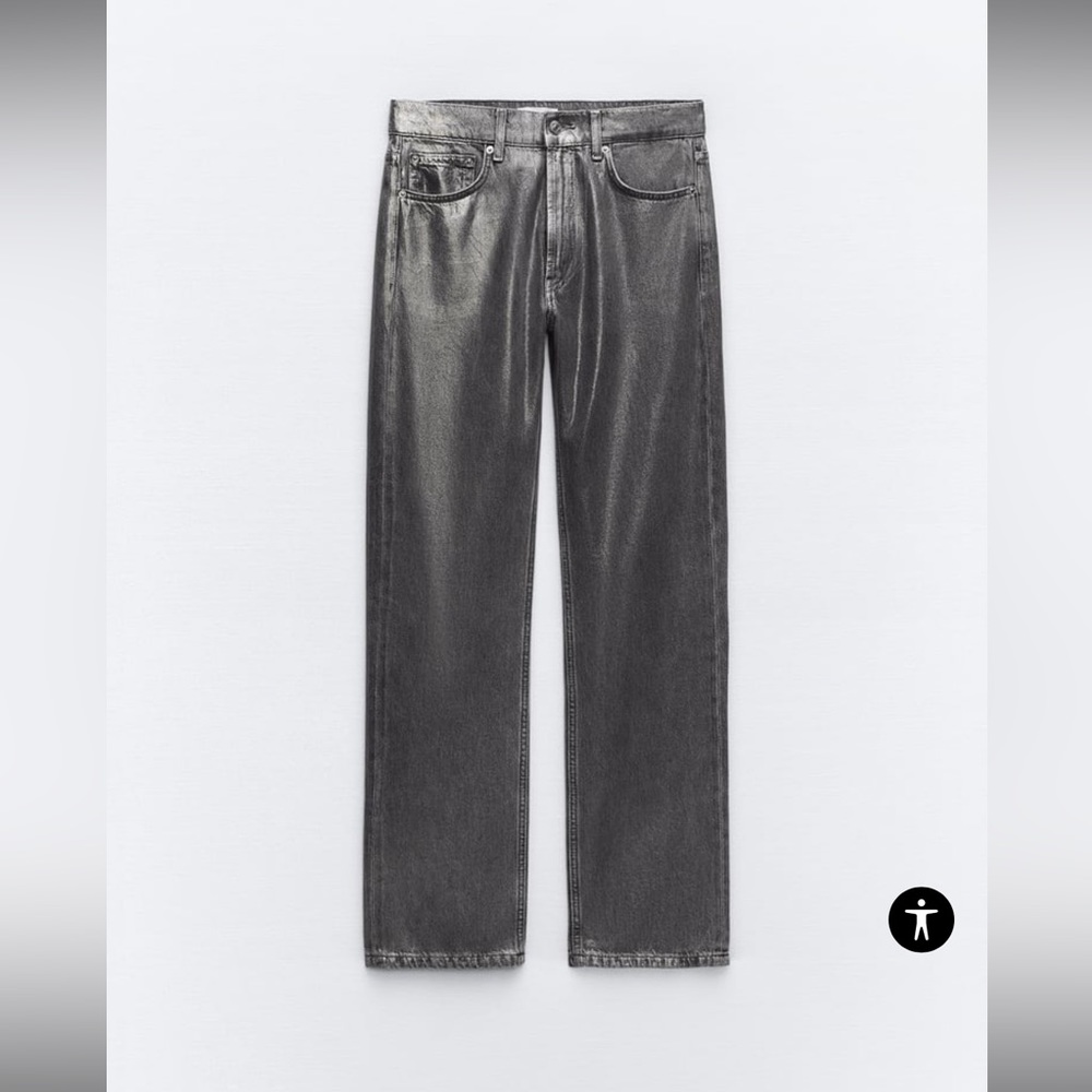 Zara dark silver/metallic jean straight leg